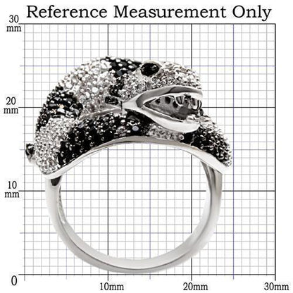 Rhodium + Ruthenium Brass Ring with AAA Grade CZ in Black Diamond Size 5