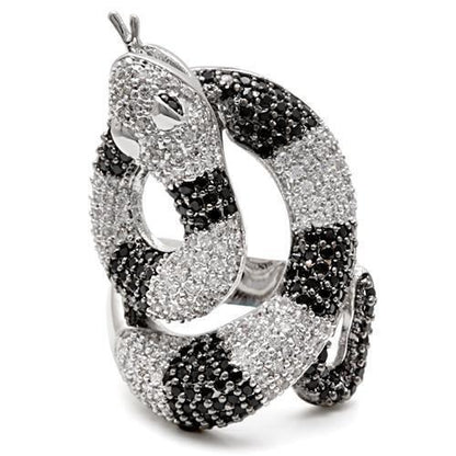 Rhodium + Ruthenium Brass Ring with AAA Grade CZ in Black Diamond Size 5