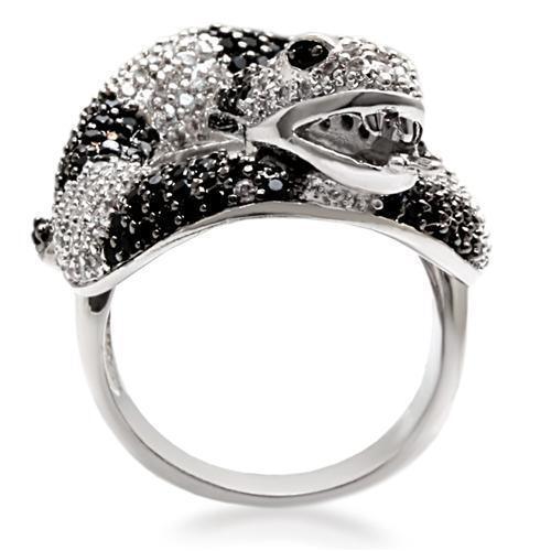 Rhodium + Ruthenium Brass Ring with AAA Grade CZ in Black Diamond Size 5