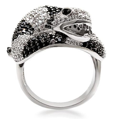 Rhodium + Ruthenium Brass Ring with AAA Grade CZ in Black Diamond Size 5