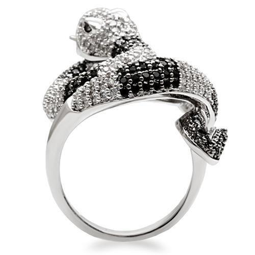 Rhodium + Ruthenium Brass Ring with AAA Grade CZ in Black Diamond Size 5