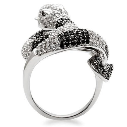 Rhodium + Ruthenium Brass Ring with AAA Grade CZ in Black Diamond Size 5
