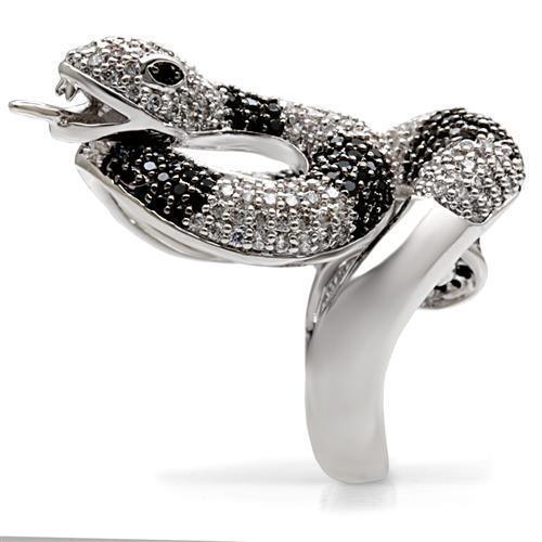 Rhodium + Ruthenium Brass Ring with AAA Grade CZ in Black Diamond Size 5