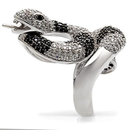 Rhodium + Ruthenium Brass Ring with AAA Grade CZ in Black Diamond Size 5