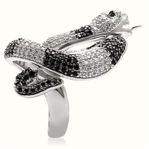 Rhodium + Ruthenium Brass Ring with AAA Grade CZ in Black Diamond Size 5