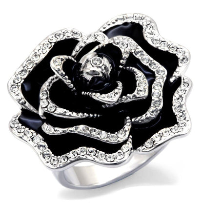 Rhodium Brass Ring with Top Grade Crystal in Clear Size 5