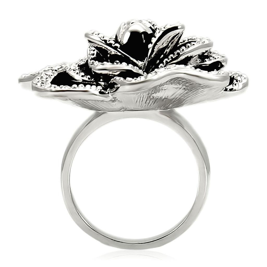 Rhodium Brass Ring with Top Grade Crystal in Clear Size 5