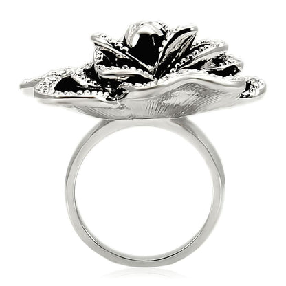Rhodium Brass Ring with Top Grade Crystal in Clear Size 5