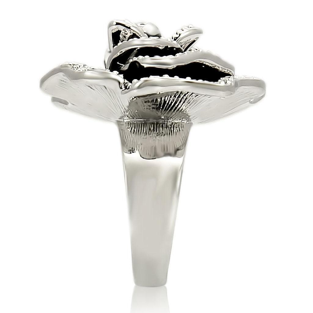 Rhodium Brass Ring with Top Grade Crystal in Clear Size 5