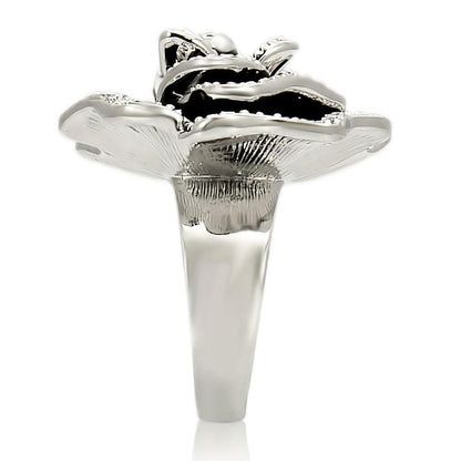Rhodium Brass Ring with Top Grade Crystal in Clear Size 5