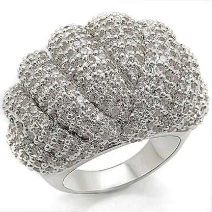 Rhodium Brass Ring with AAA Grade CZ in Clear Size 7