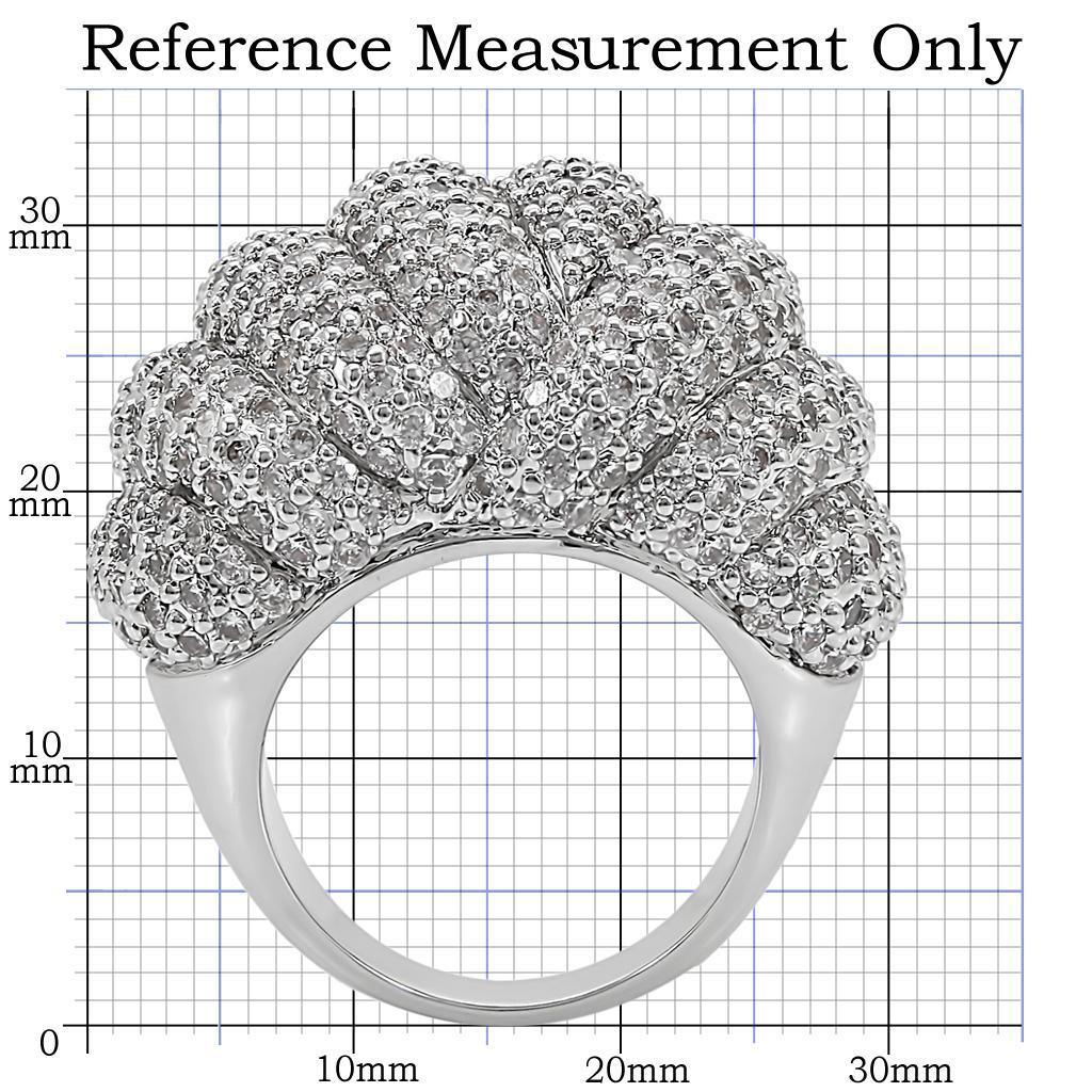 Rhodium Brass Ring with AAA Grade CZ in Clear Size 7