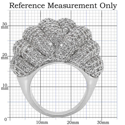 Rhodium Brass Ring with AAA Grade CZ in Clear Size 7