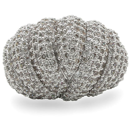 Rhodium Brass Ring with AAA Grade CZ in Clear Size 7