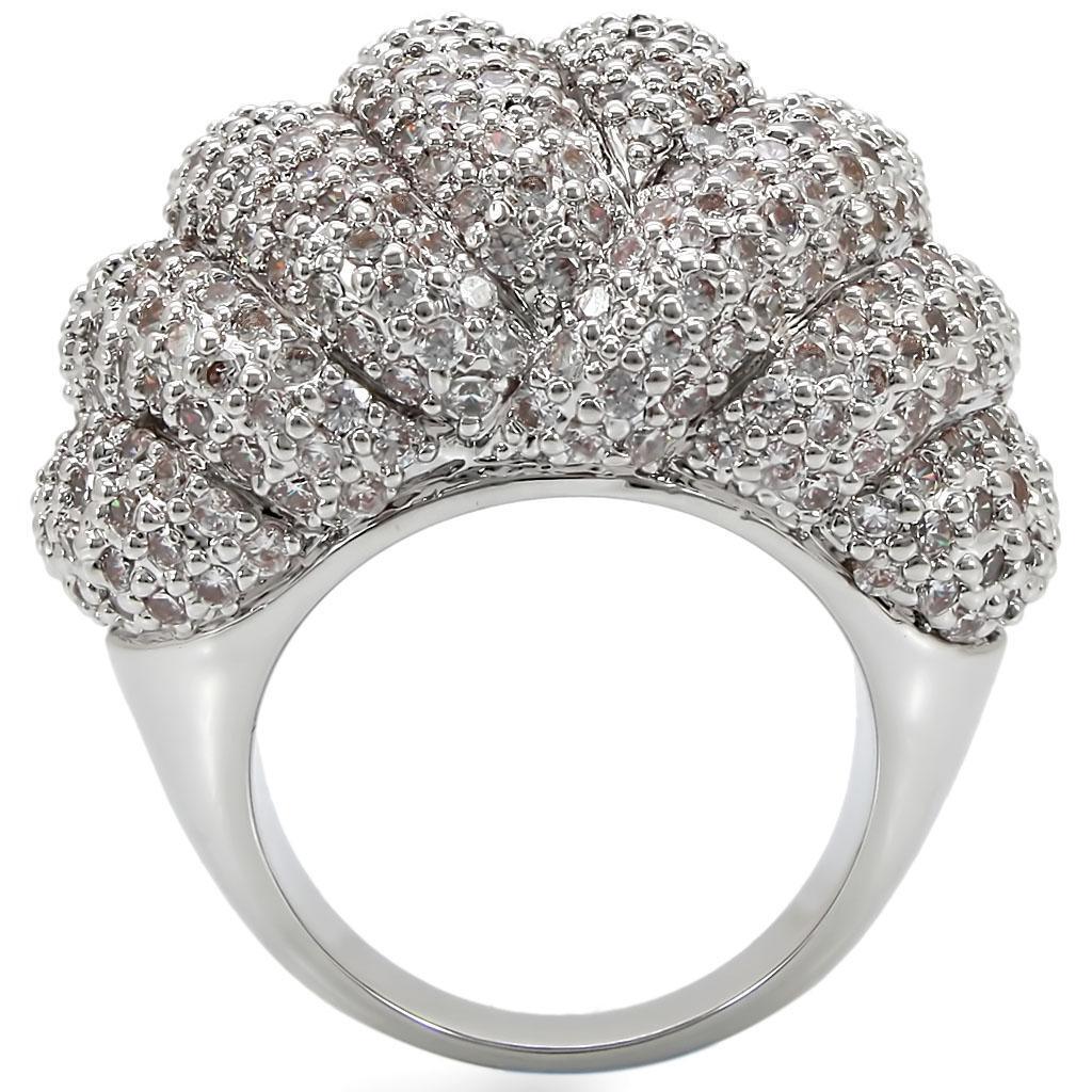 Rhodium Brass Ring with AAA Grade CZ in Clear Size 7