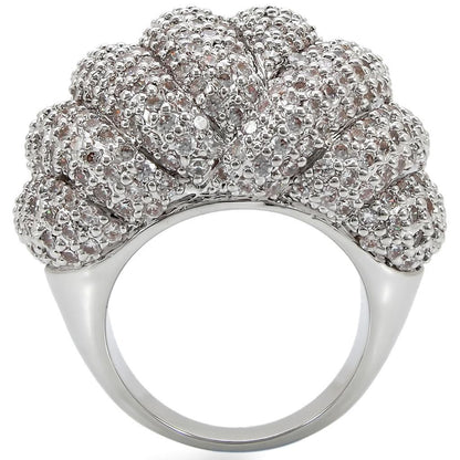 Rhodium Brass Ring with AAA Grade CZ in Clear Size 7