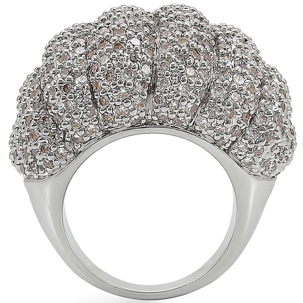 Rhodium Brass Ring with AAA Grade CZ in Clear Size 7