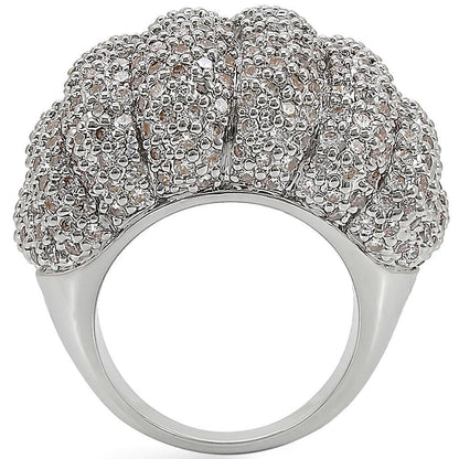 Rhodium Brass Ring with AAA Grade CZ in Clear Size 7