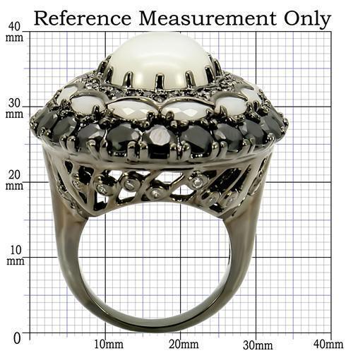 0W213 - Ruthenium Brass Ring with Milky CZ in White Size 5