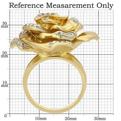 Matte Gold &amp; Rhodium Brass Ring with AAA Grade CZ in Clear Size 6