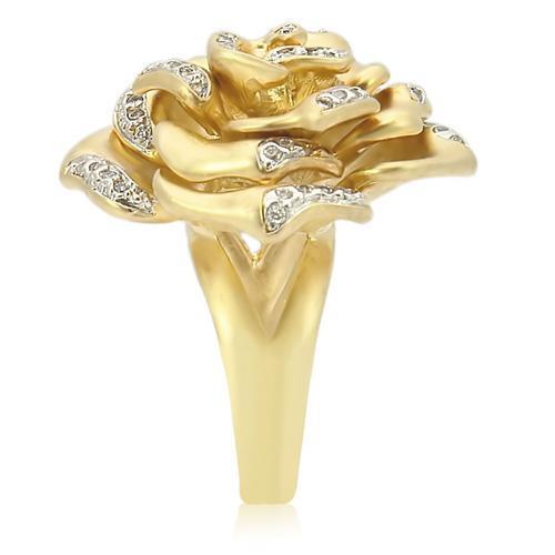 Matte Gold &amp; Rhodium Brass Ring with AAA Grade CZ in Clear Size 6