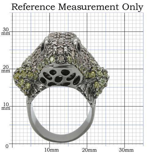 Ruthenium Brass Ring with AAA Grade CZ  in Multi Color Size 5