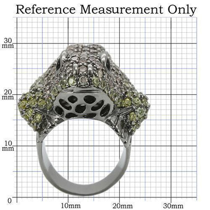 Ruthenium Brass Ring with AAA Grade CZ  in Multi Color Size 5