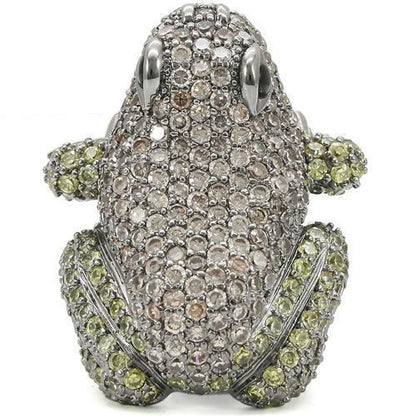 Ruthenium Brass Ring with AAA Grade CZ  in Multi Color Size 5