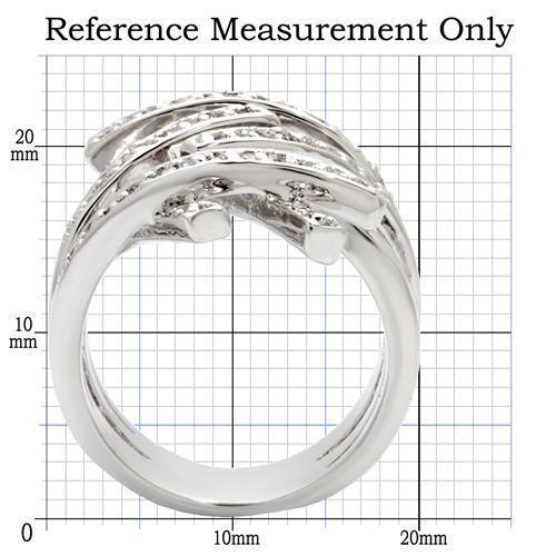 0W061 - Rhodium Brass Ring with AAA Grade CZ  in Clear Size 5