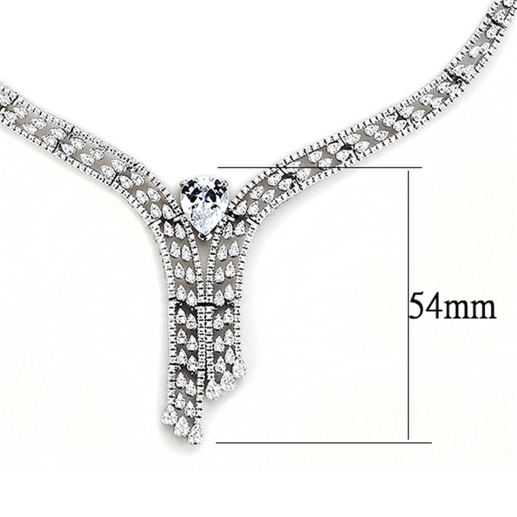 Rhodium-Plated Brass Jewelry Set with AAA Grade CZ in Clear