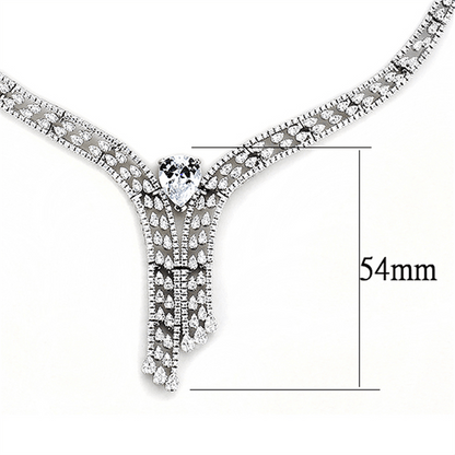 Rhodium-Plated Brass Jewelry Set with AAA Grade CZ in Clear