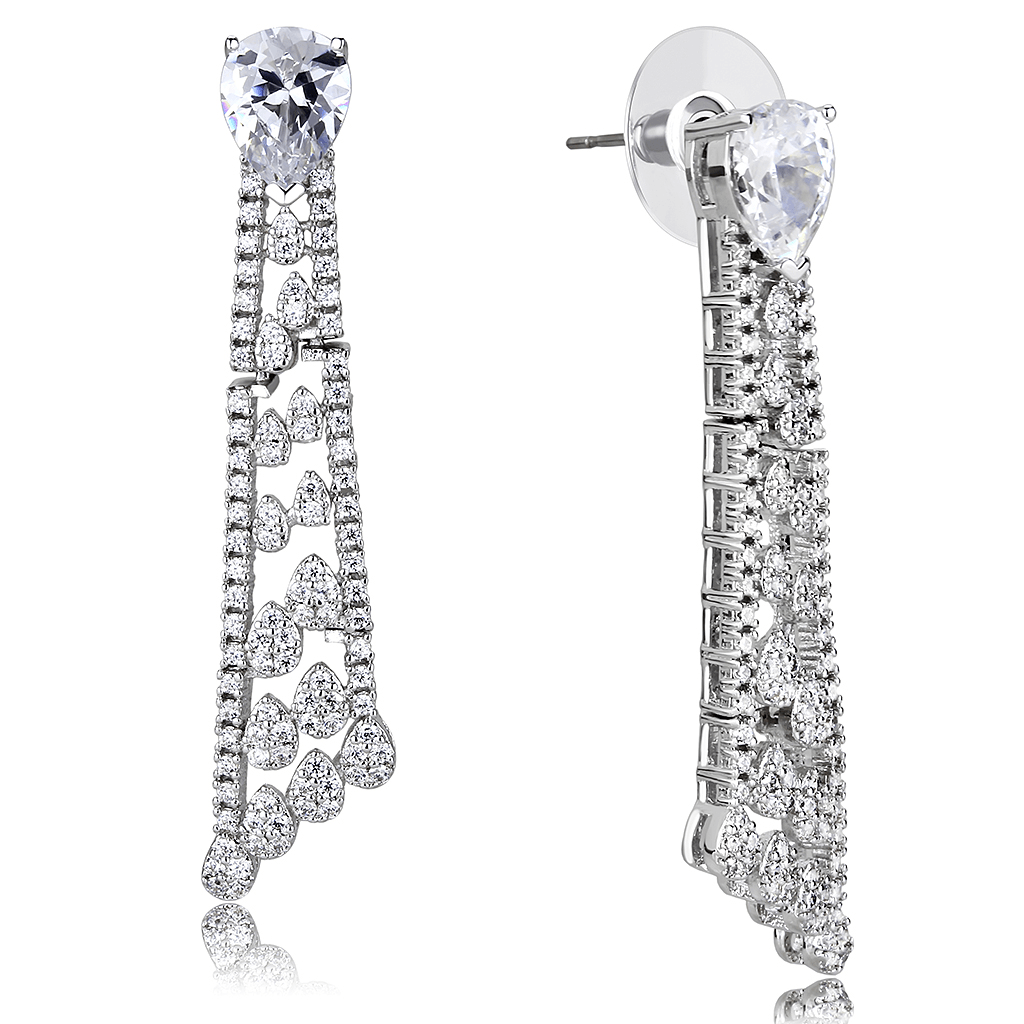 Rhodium-Plated Brass Jewelry Set with AAA Grade CZ in Clear