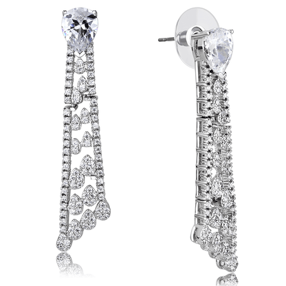 Rhodium-Plated Brass Jewelry Set with AAA Grade CZ in Clear