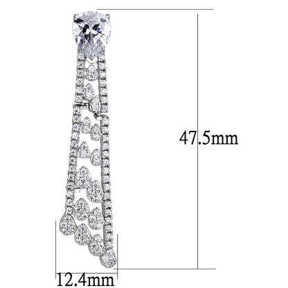 Rhodium-Plated Brass Jewelry Set with AAA Grade CZ in Clear