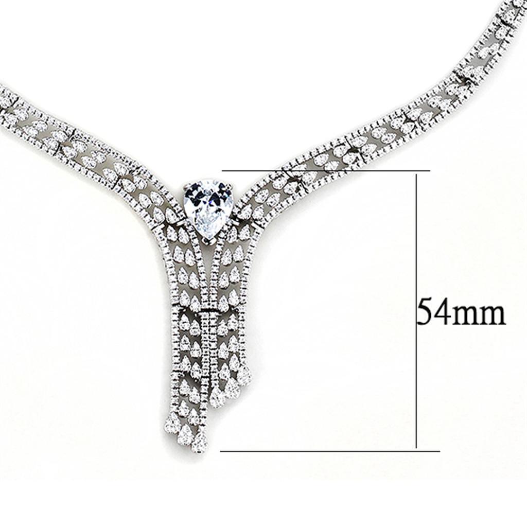 Rhodium-Plated Brass Jewelry Set with AAA Grade CZ in Clear