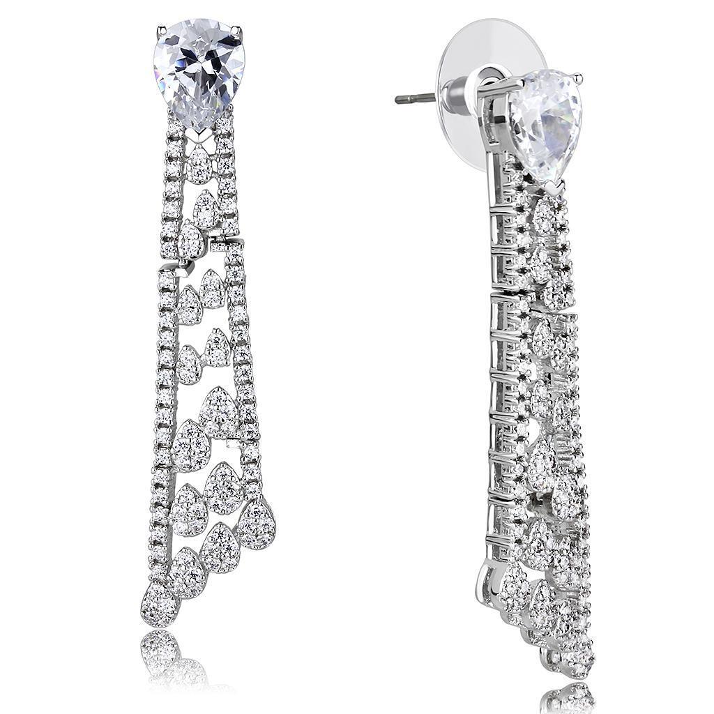 Rhodium-Plated Brass Jewelry Set with AAA Grade CZ in Clear