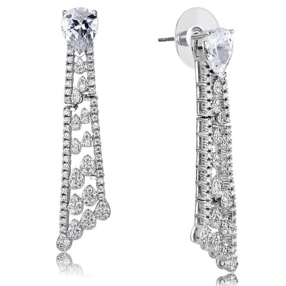 Rhodium-Plated Brass Jewelry Set with AAA Grade CZ in Clear