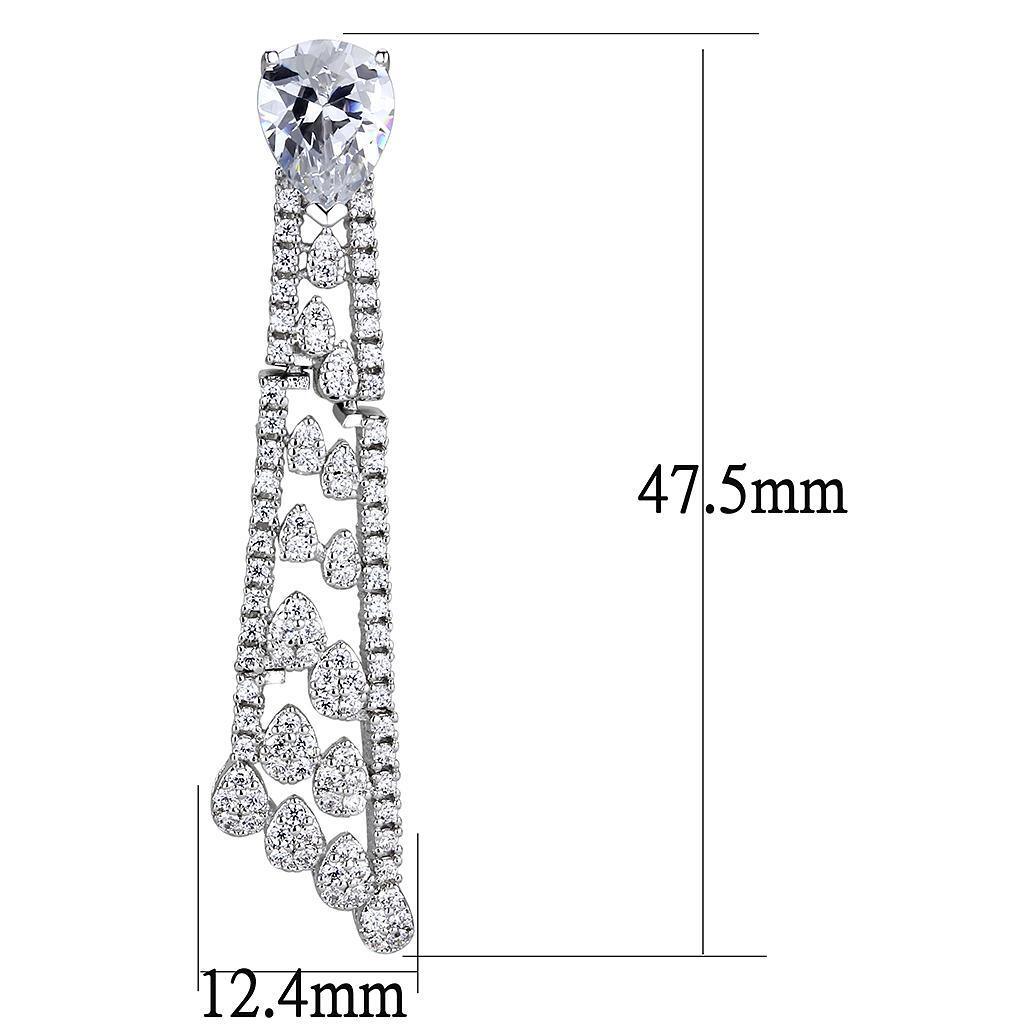 Rhodium-Plated Brass Jewelry Set with AAA Grade CZ in Clear