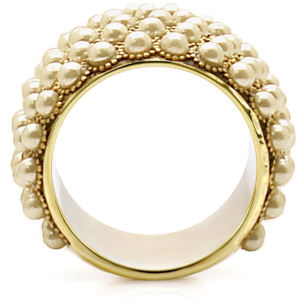 Gold Brass Ring with Synthetic Pearl in Citrine Yellow