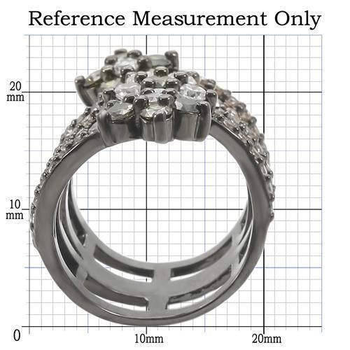 Ruthenium Brass Ring with AAA Grade CZ  in Multi Color Size 5