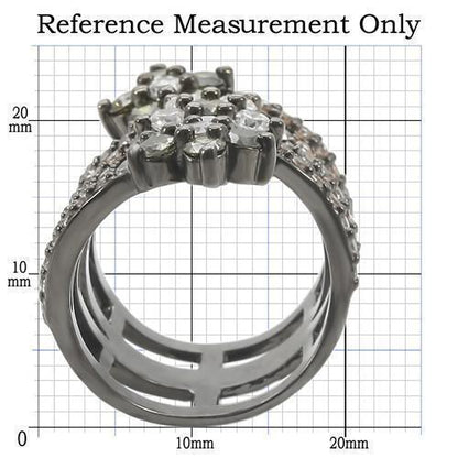 Ruthenium Brass Ring with AAA Grade CZ  in Multi Color Size 5