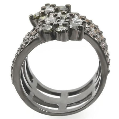 Ruthenium Brass Ring with AAA Grade CZ  in Multi Color Size 5