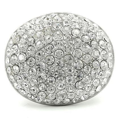 Rhodium+Brushed Brass Ring with Top Grade Crystal in Clear Size 5