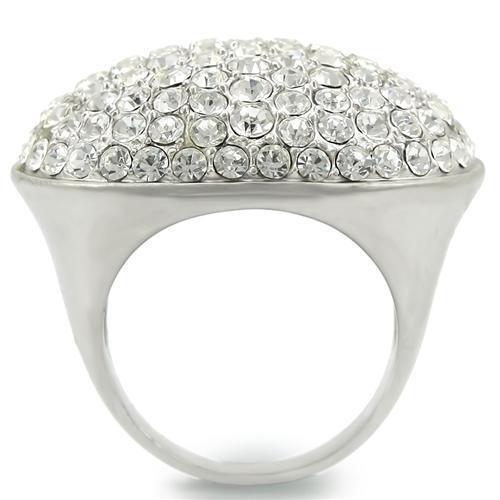 Rhodium+Brushed Brass Ring with Top Grade Crystal in Clear Size 5