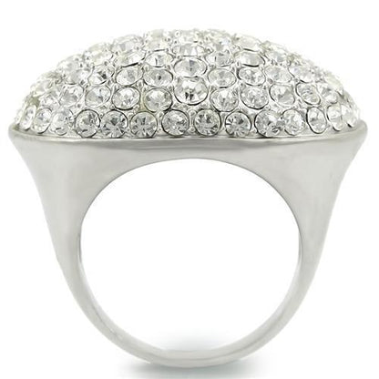Rhodium+Brushed Brass Ring with Top Grade Crystal in Clear Size 5