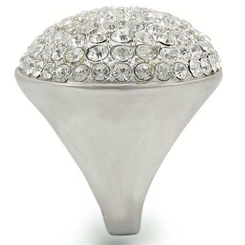 Rhodium+Brushed Brass Ring with Top Grade Crystal in Clear Size 5