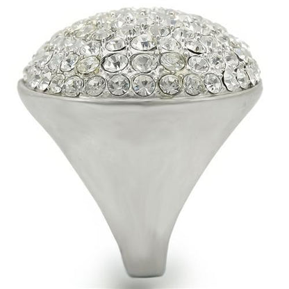 Rhodium+Brushed Brass Ring with Top Grade Crystal in Clear Size 5
