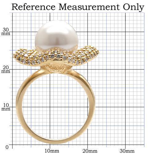 Gold Brass Ring with Synthetic Pearl in White