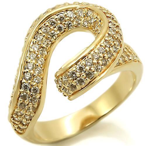 Gold Brass Ring with AAA Grade CZ  in Clear Size 5