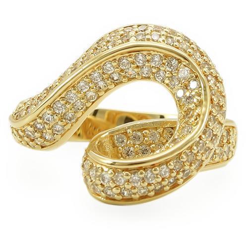 Gold Brass Ring with AAA Grade CZ  in Clear Size 5